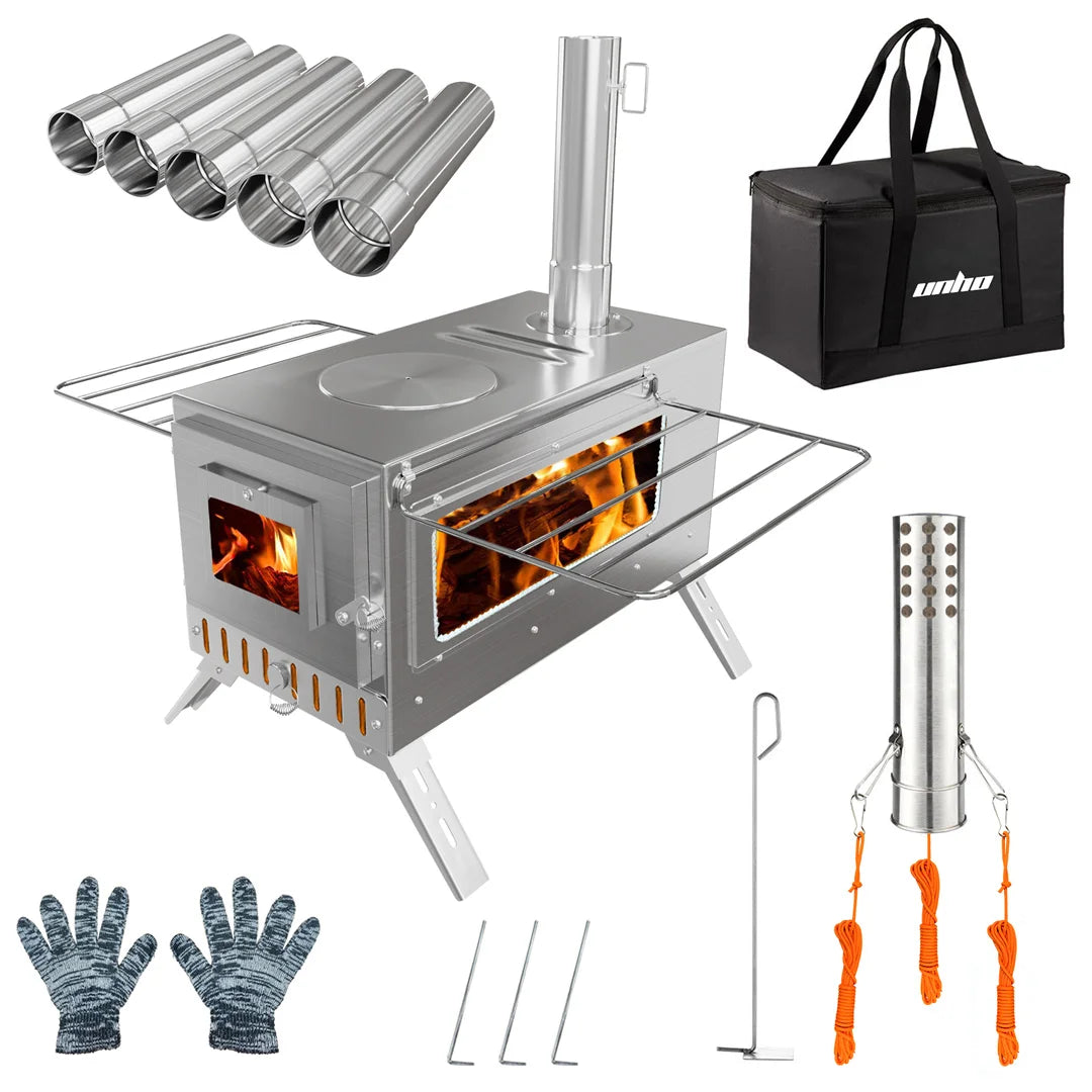 Wood Burning Portable Stove for Outdoor Heating and Cooking