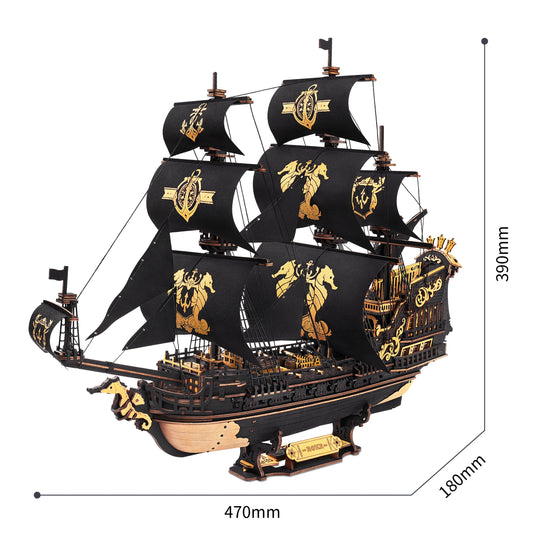 Robotime Rokr Seahouse Wooden 3D Puzzle Ship Model Kit