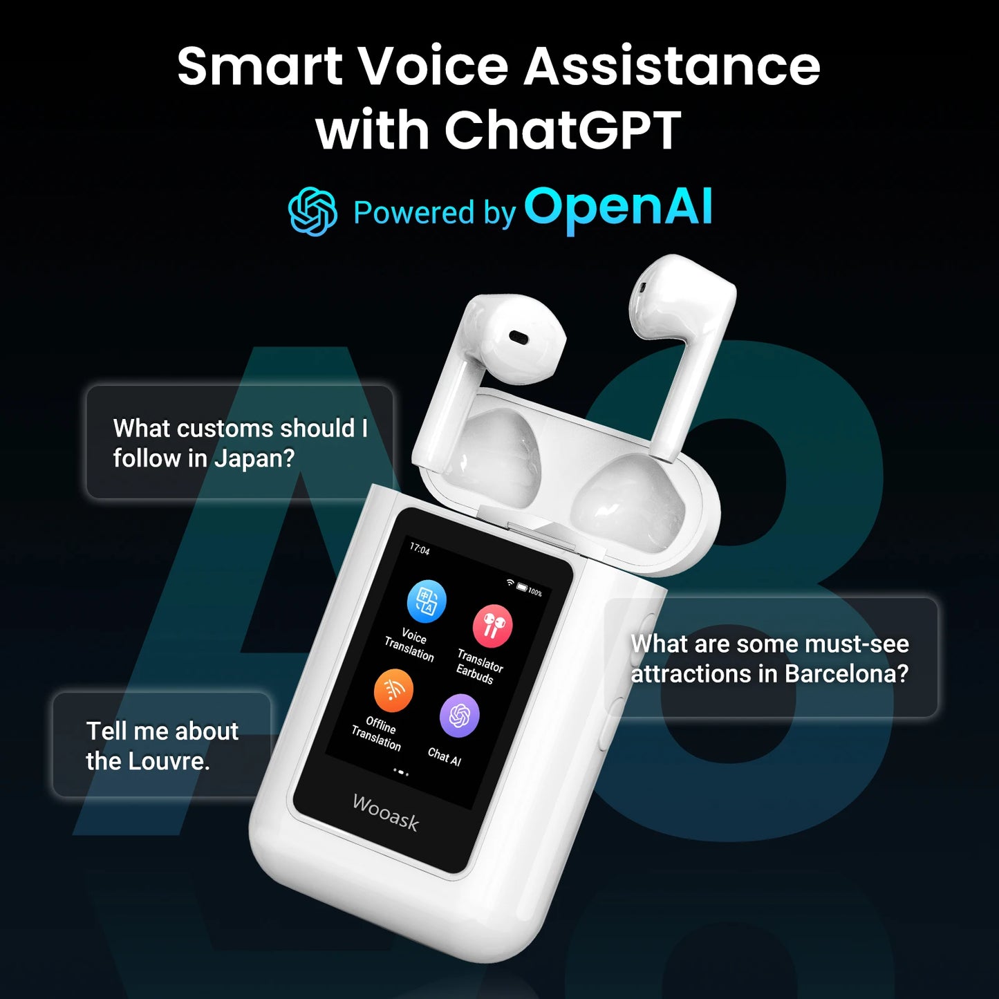 Wooask A8 Translator Earbuds With AI Language Translation