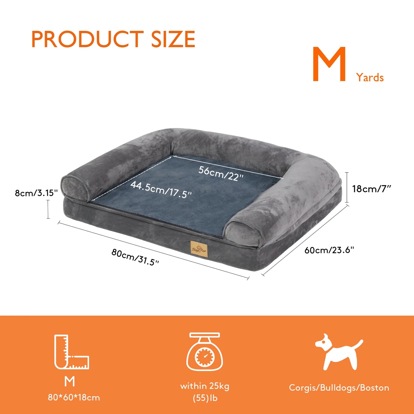 BINGOPAW Orthopedic Dog Bed with Removable Washable Cover