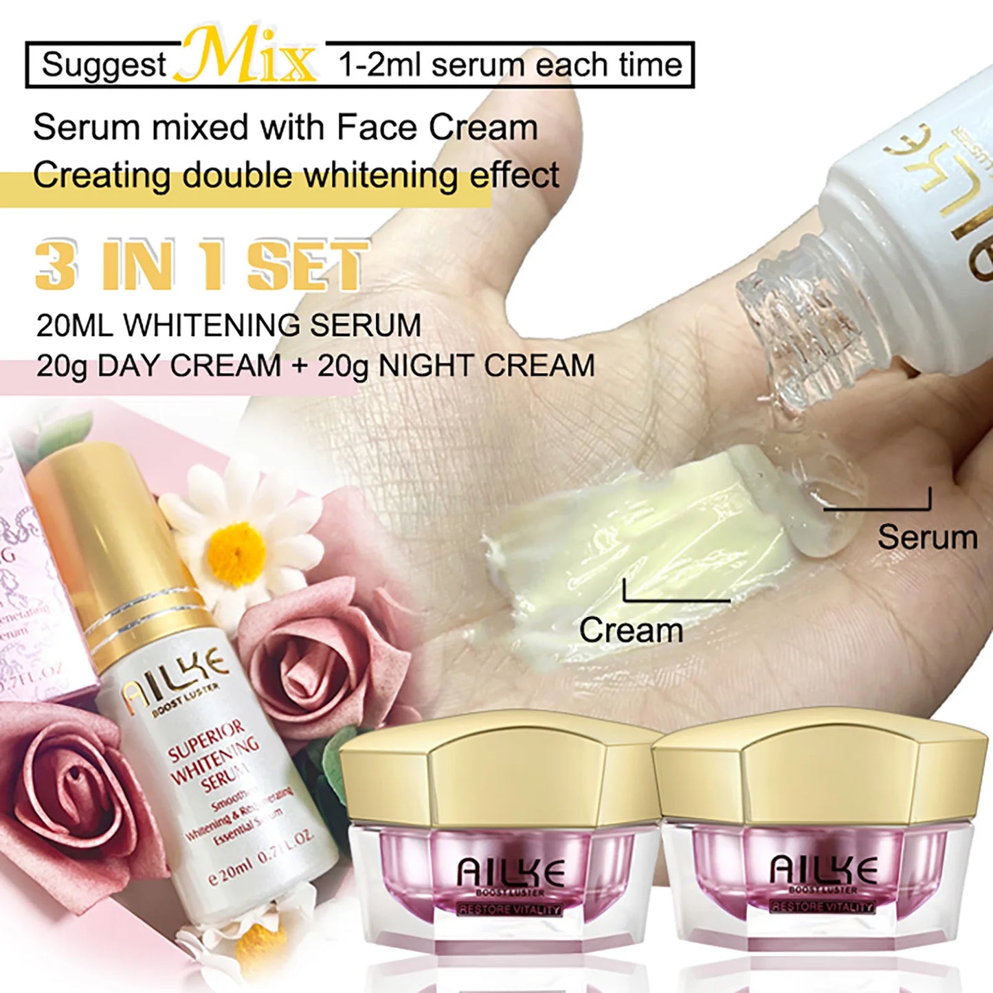 AILKE Hyaluronic Acid Face Cream Anti Aging Whitening Moisturizer