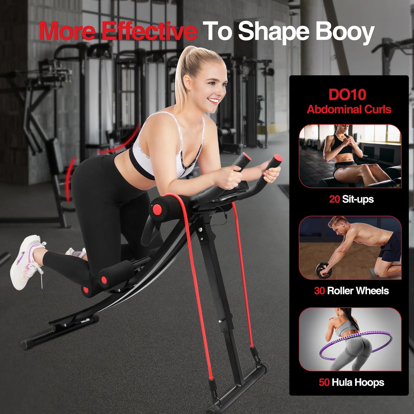 GIKPAL Foldable Ab Machine With LCD Display For Home Gym