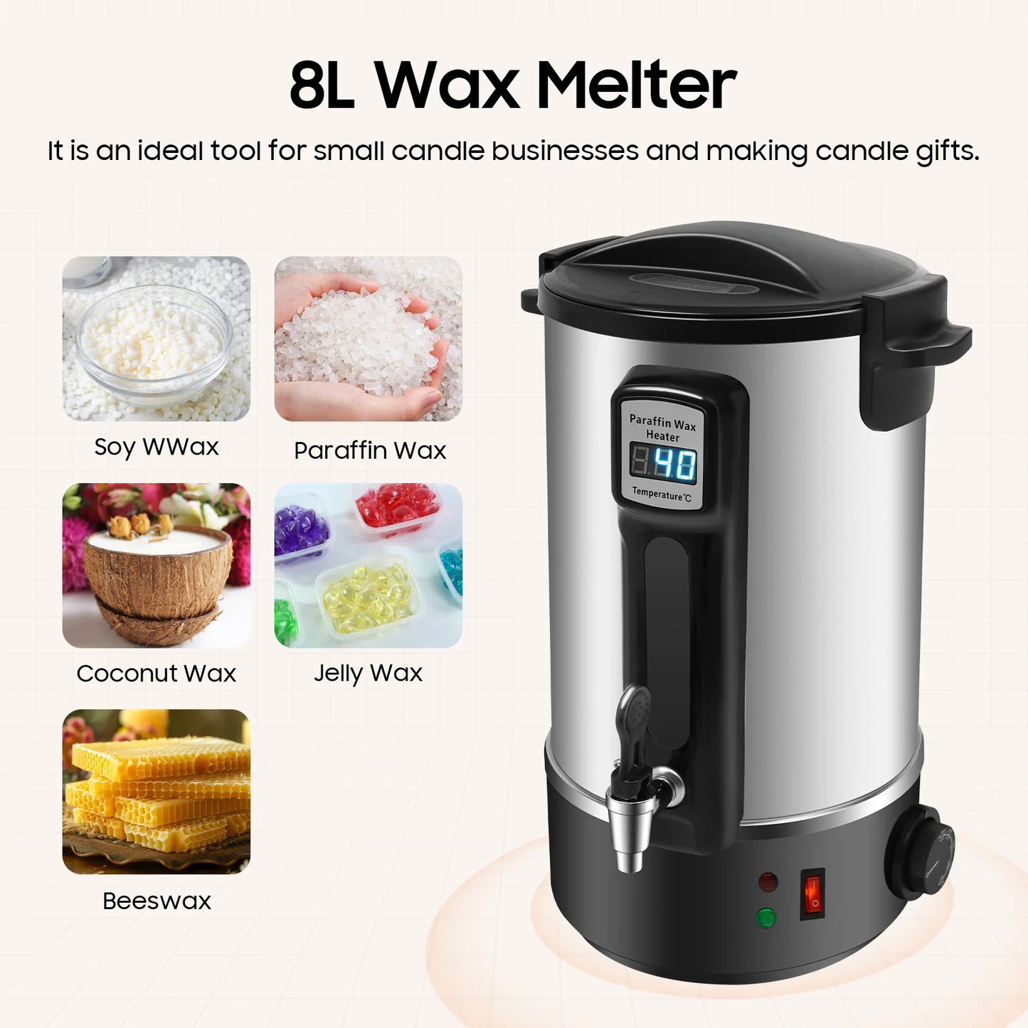 Large Wax Melter Kit For Candle Making 1100W Spout