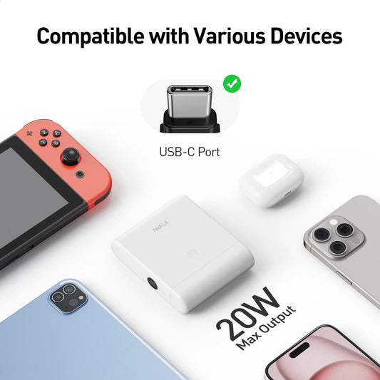 iWALK 13500mAh Power Bank 20W PD Fast Charge USB C