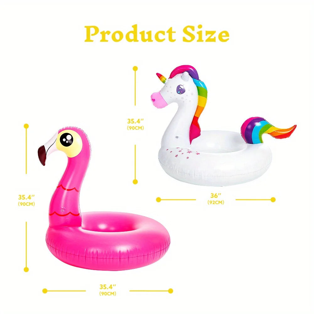 Joyfy 2Pack Flamingo And Unicorn Pool Floats For Kids
