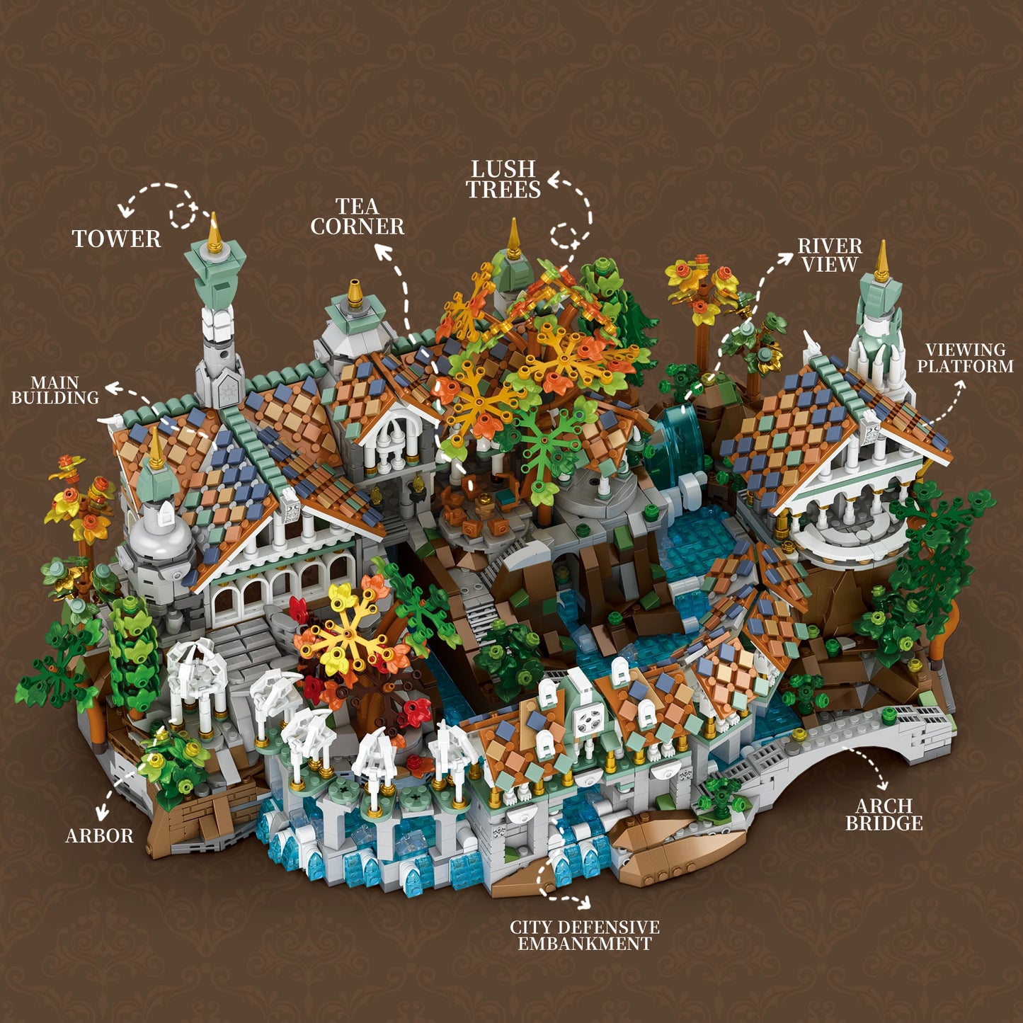 Barweer 4406 Pieces MOC Movie Rings Rivendell Castle Building Blocks
