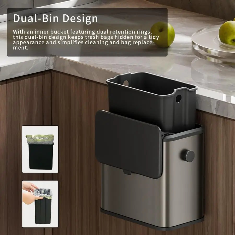 Stainless Steel Compost Bin With Lid For Kitchen Countertop