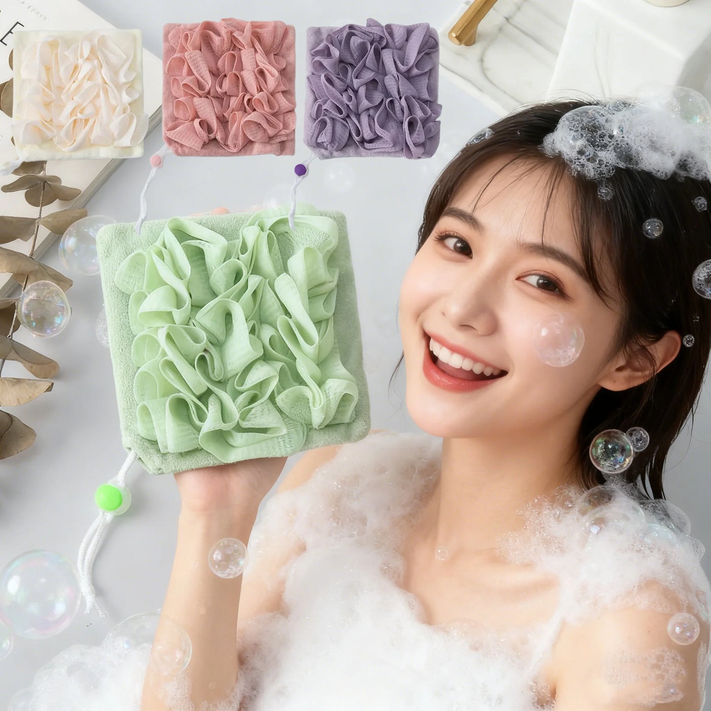 2-In-1 Bath Towel Sponge Double Sided Exfoliating Loofah