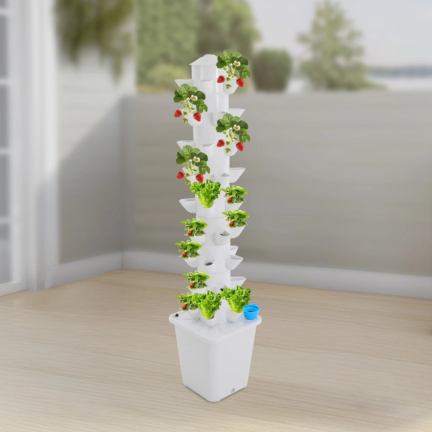 45-Pod Hydroponic Tower Growing Kit For Strawberries Vegetables Fruits