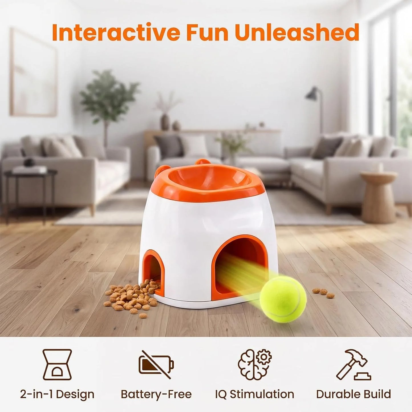 2 In 1 Automatic Dog Ball Launcher And Treat Dispenser