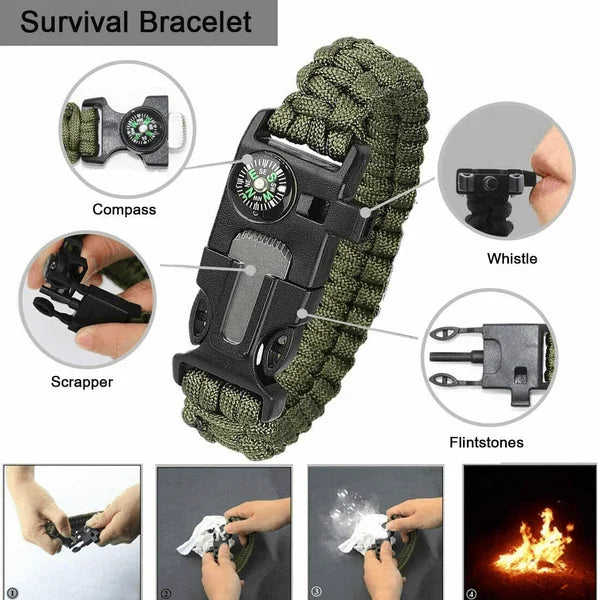 Outdoor 14-In-1 Emergency Survival Kit For Camping And Hiking