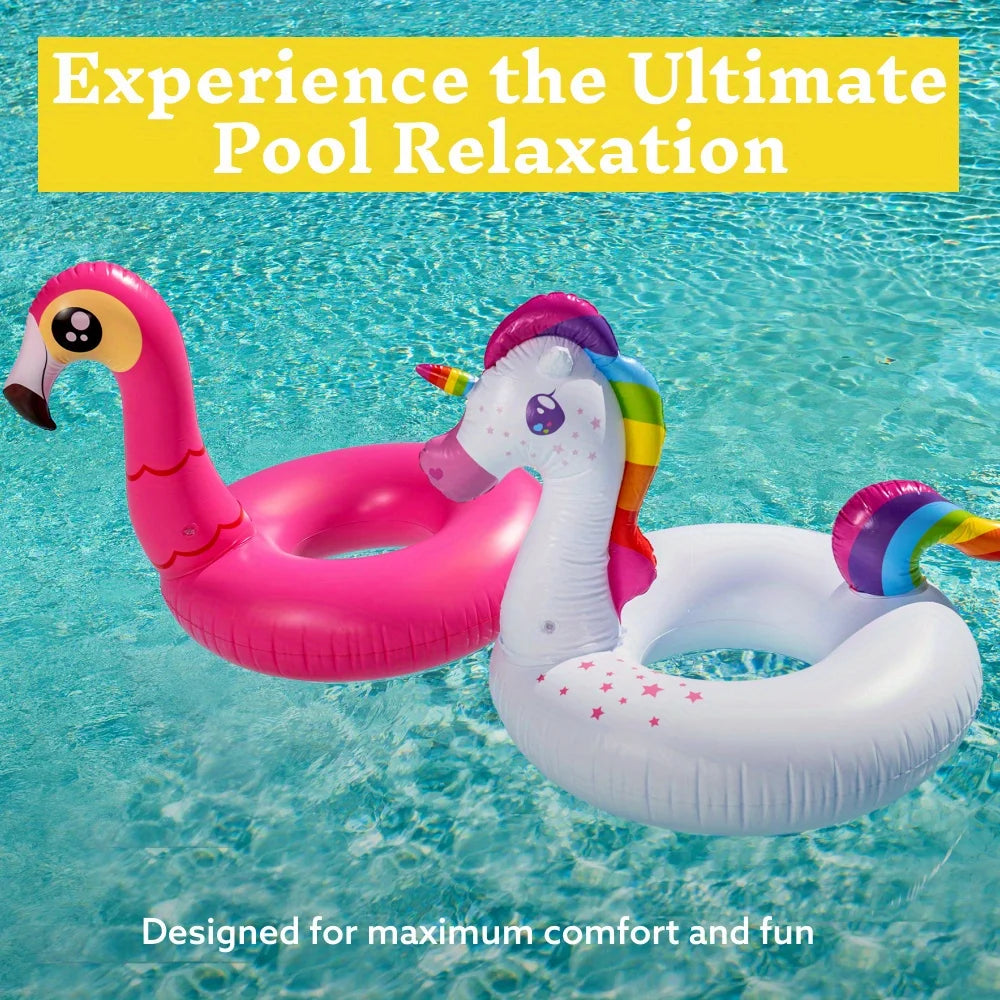 Joyfy 2Pack Flamingo And Unicorn Pool Floats For Kids
