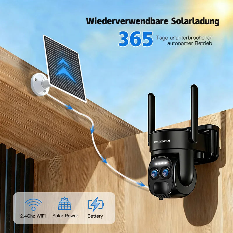 SZSINOCAM Solar WiFi PTZ Outdoor IP Camera Two Pack
