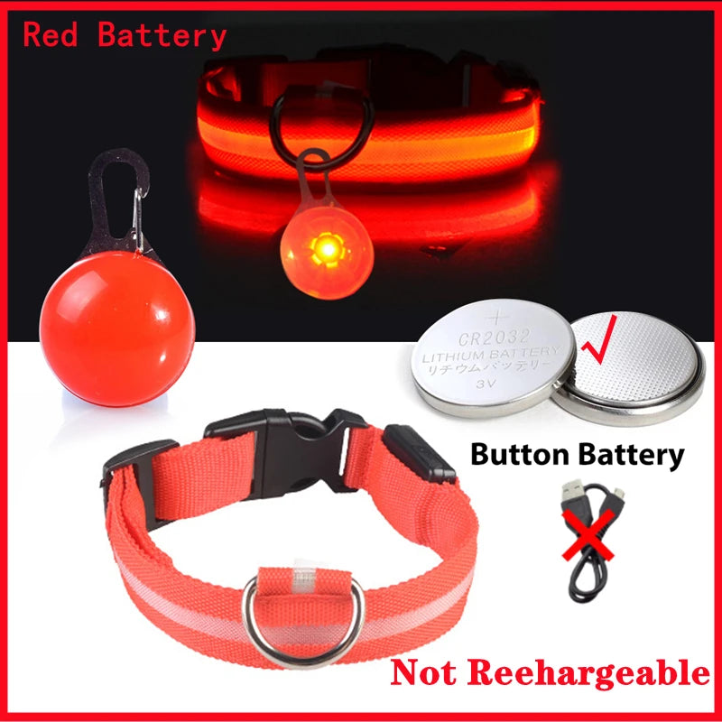 USB Charging Glowing Dog Collar With Pendant LED Light