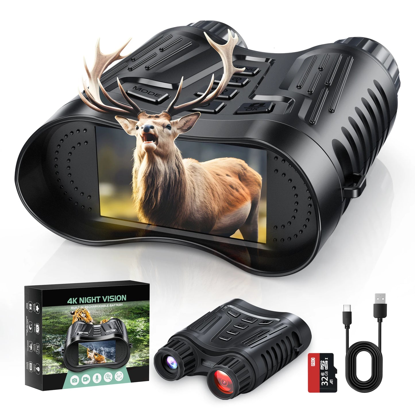 DIYIMIN Night Vision Binoculars 8X Digital Zoom Infrared Video
