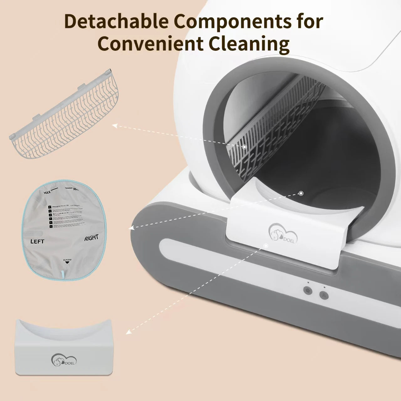 DOEL 65L Self-Cleaning Cat Litter Box With App Control