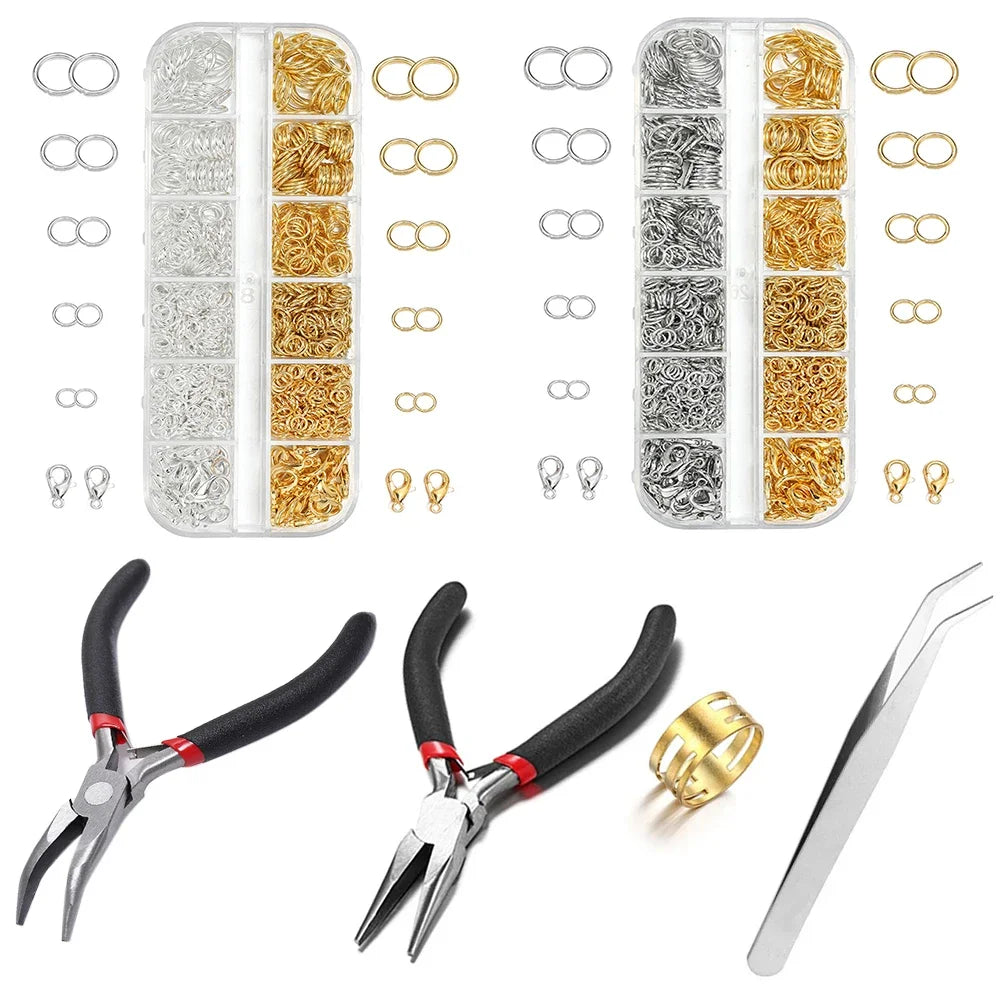 AGCFABS 930Pcs Jewelry Findings Kit With Lobster Clasps Pliers Tweezers