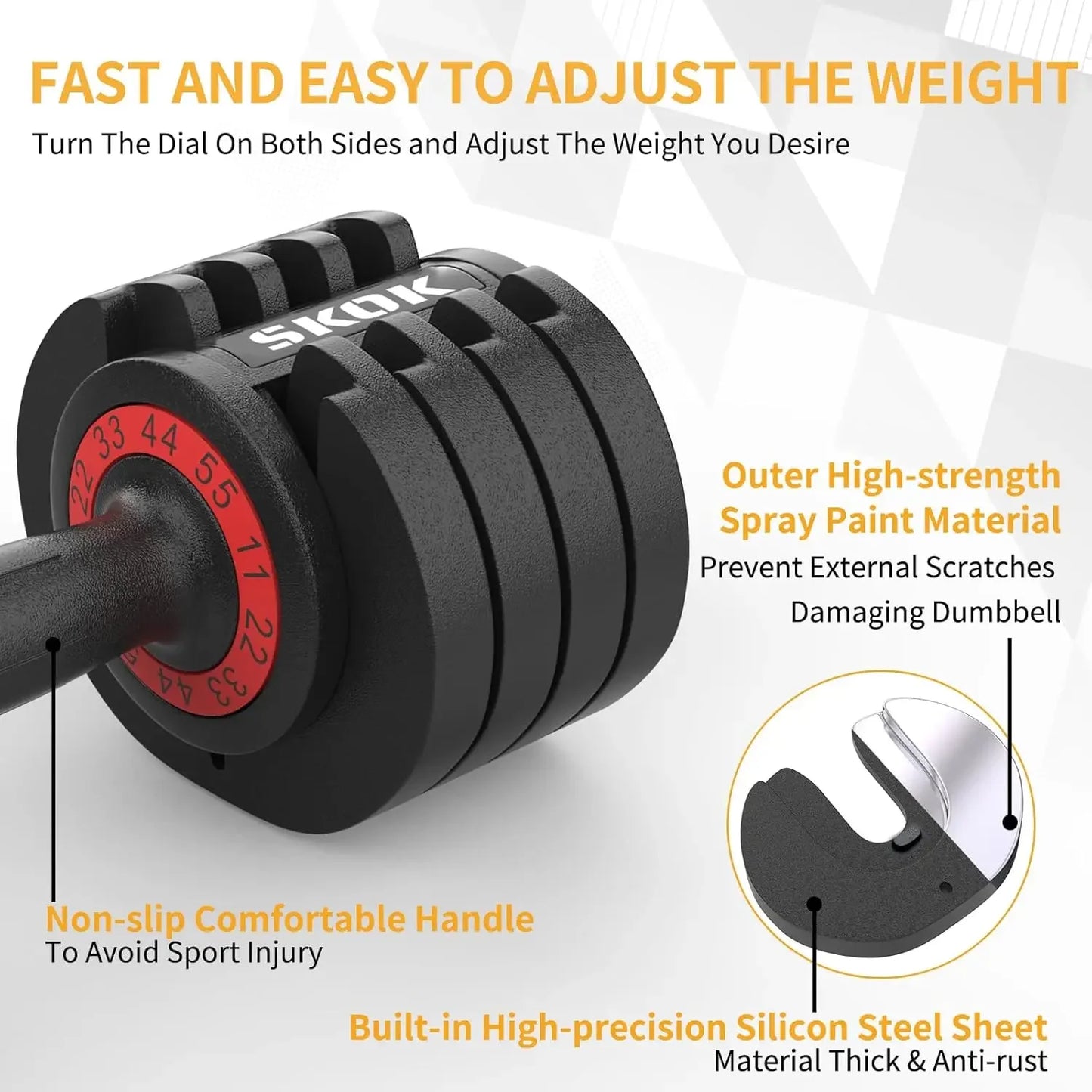 Adjustable Dumbbells Twenty Five To Fifty Five Pounds With Tray
