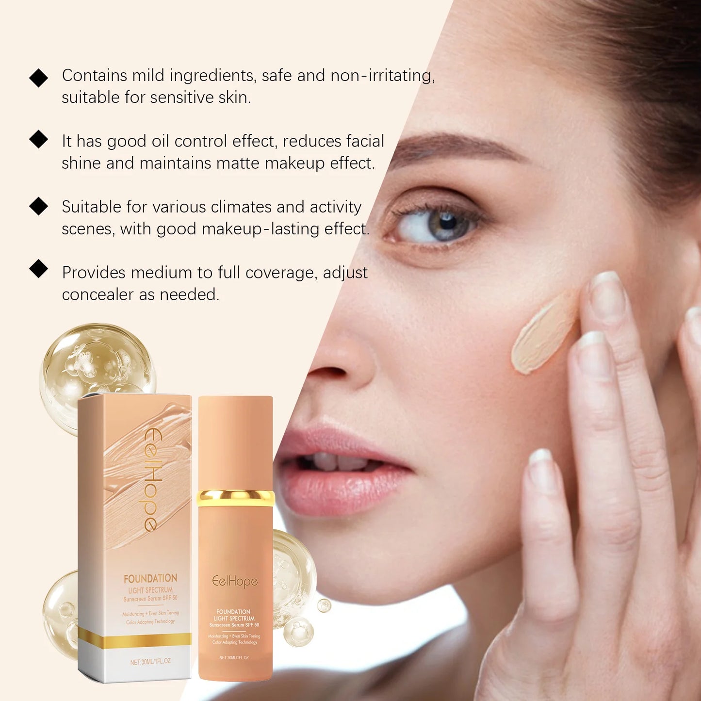 Magic Color Changing Foundation SPF 50 Matte Long Lasting Waterproof
