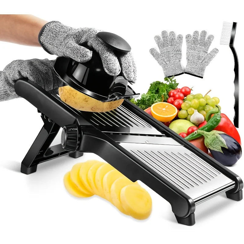 KYJG Stainless Steel Mandoline Slicer Five Blades And Safety Holder