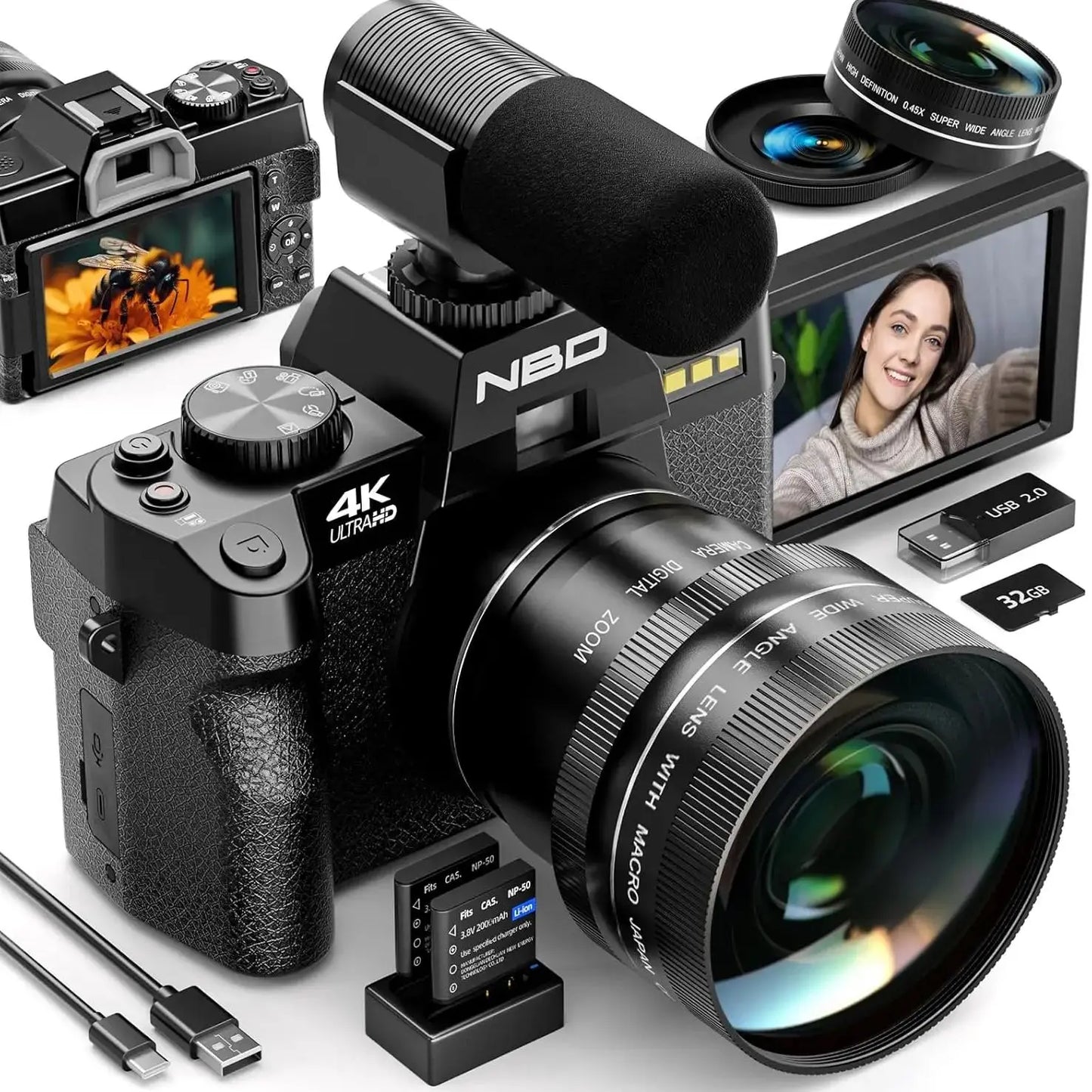 NBD 4K Digital Camera For Photography With 48MP 16X Zoom
