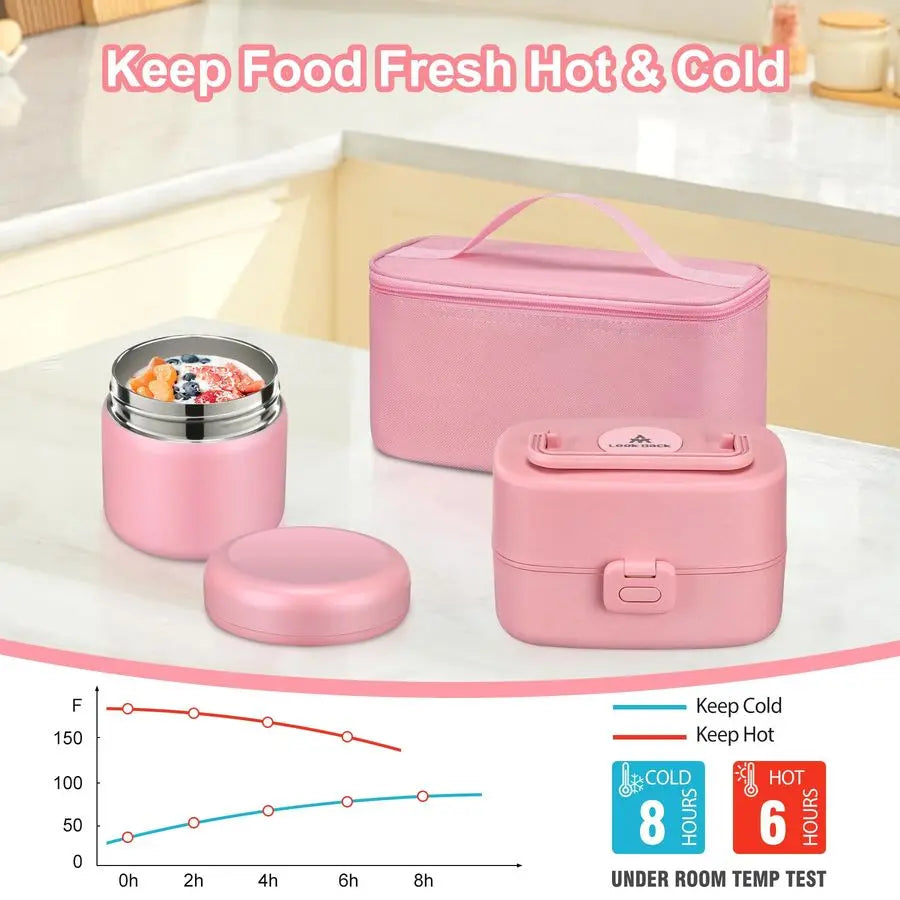 Bento Lunch Box With 8oz Soup Thermo Leakproof Containers