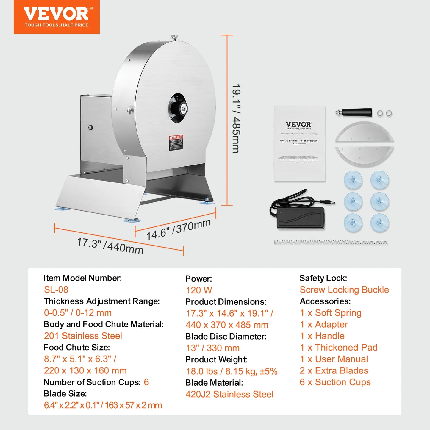 VEVOR Electric Vegetable Slicer Adjustable Commercial Cutter