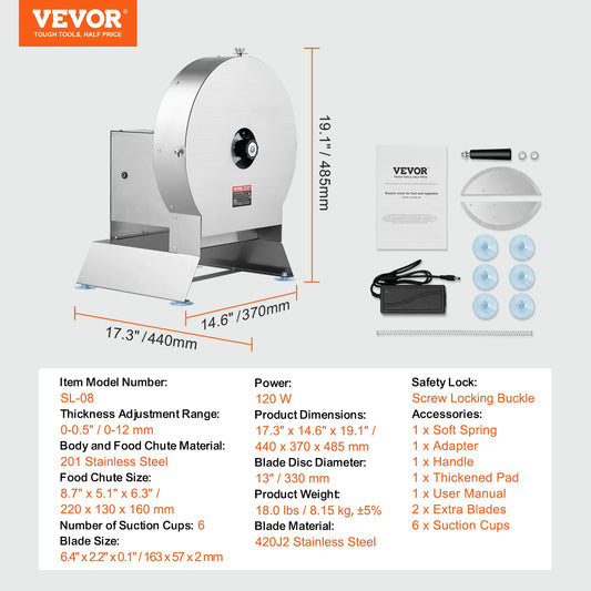 VEVOR Electric Vegetable Slicer Adjustable Commercial Cutter