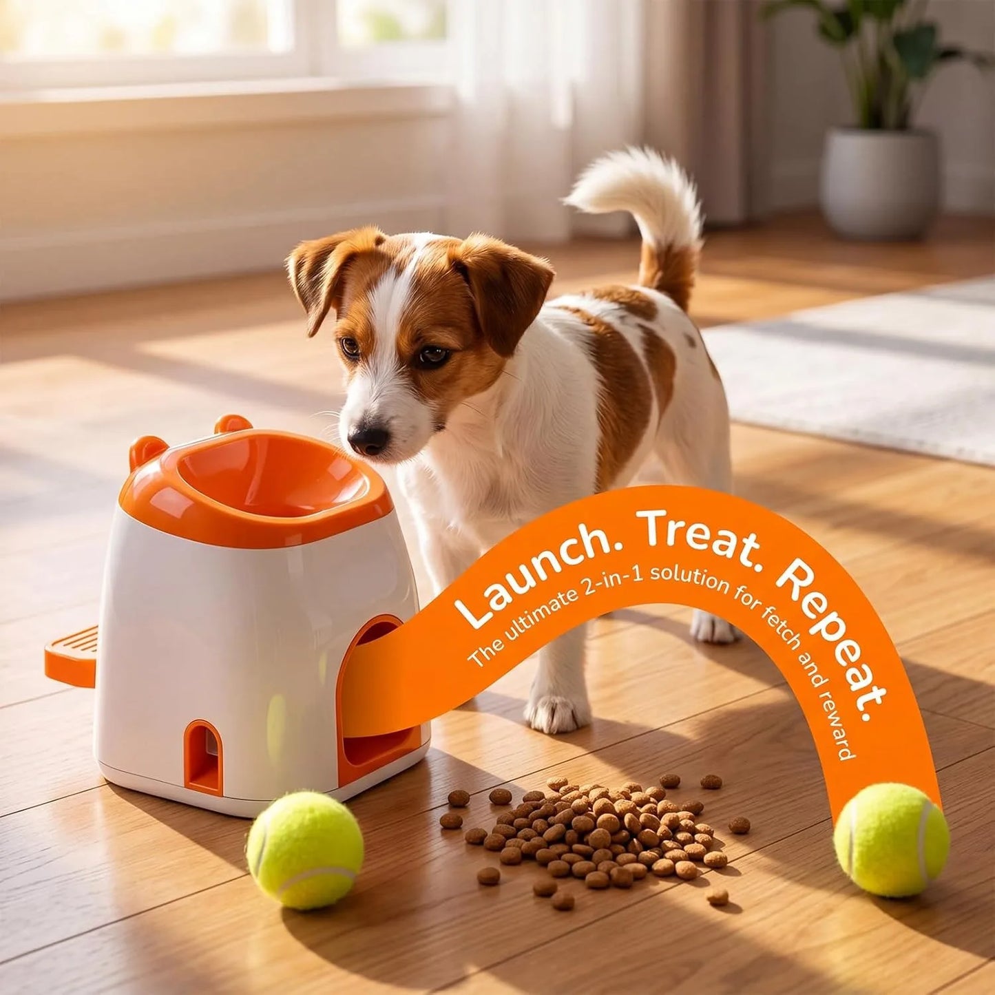 2 In 1 Automatic Dog Ball Launcher And Treat Dispenser