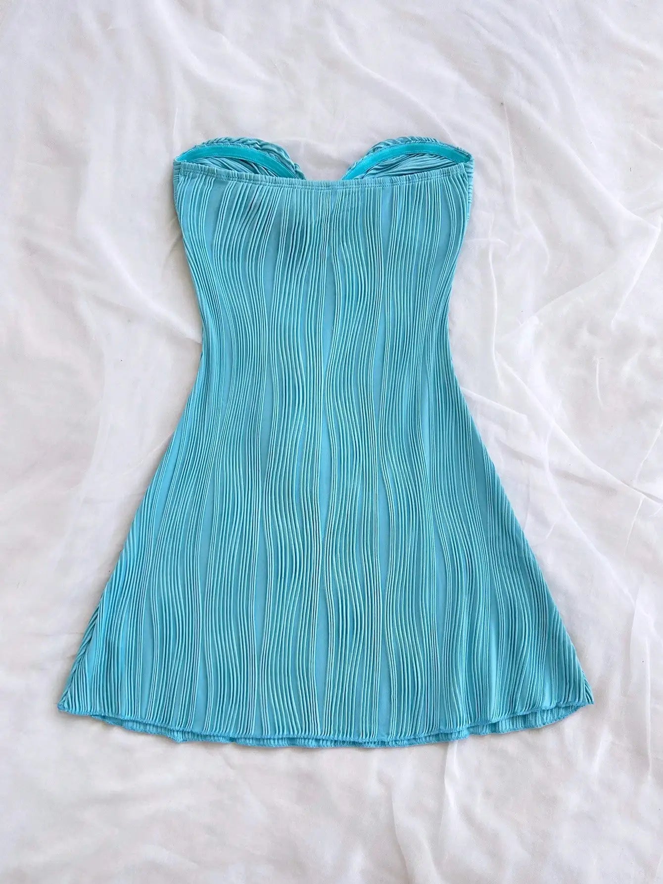 Pleated Elegant Strapless Twist Knot A-Line Mini Dress