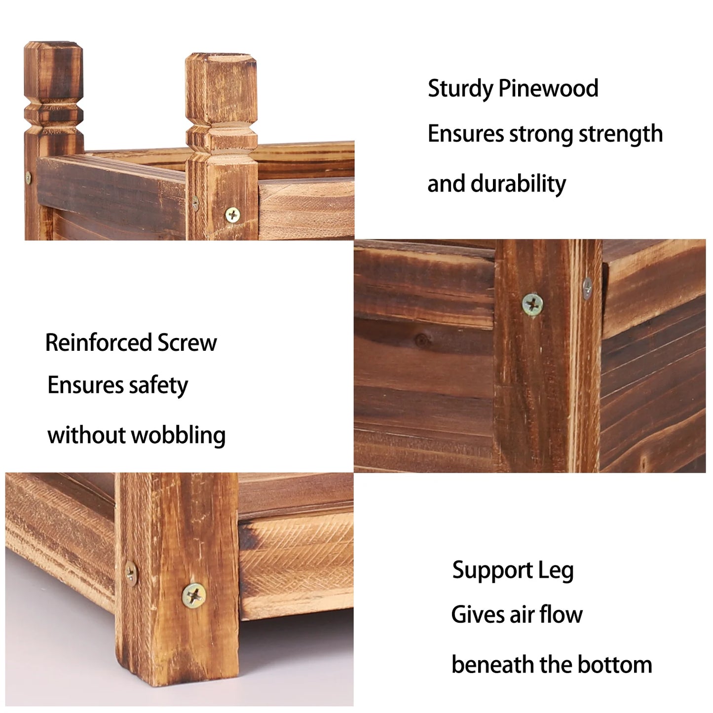 Wooden Raised Planter Box For Indoor Outdoor Garden Beds