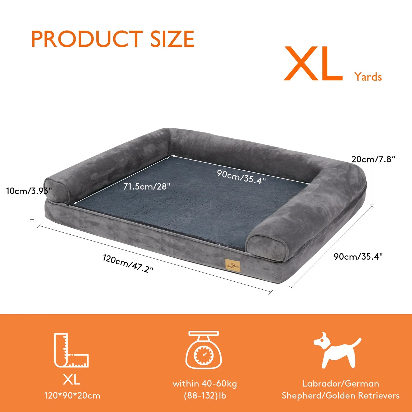 BINGOPAW Orthopedic Dog Bed with Removable Washable Cover