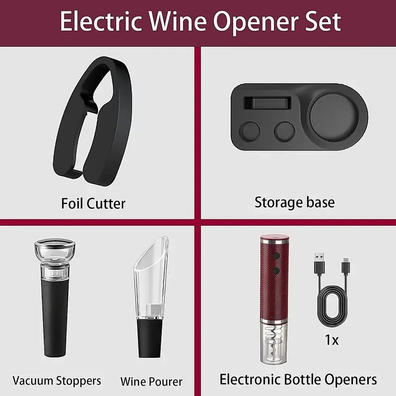 Rechargeable Electric Wine Opener Automatic Corkscrew With Foil Cutter