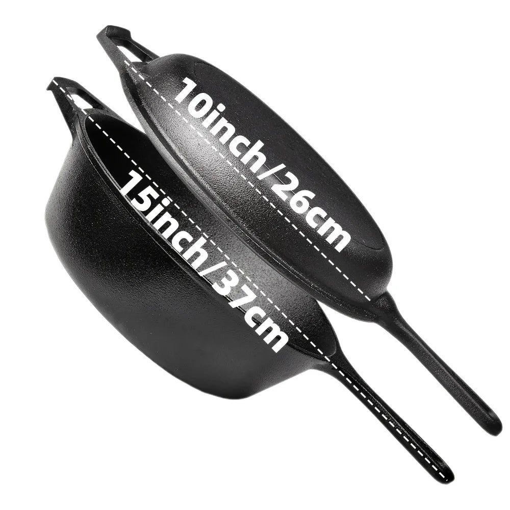 AEDG Cast Iron Skillet Set Preseasoned HeavyDuty Pans Oven Grill