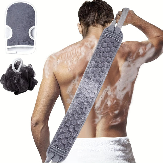 Exfoliating Body Scrubber Set With Back Scrubber Bath Glove And Loofah