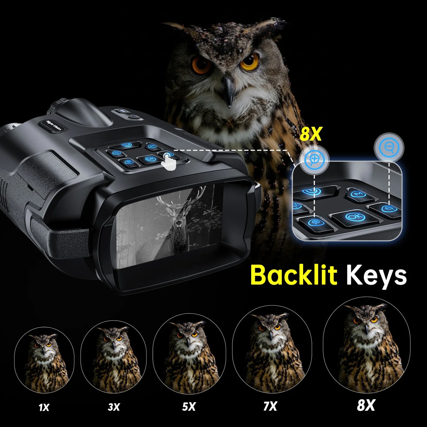 DIYIMIN Night Vision Binoculars 8x Infrared 600m Range