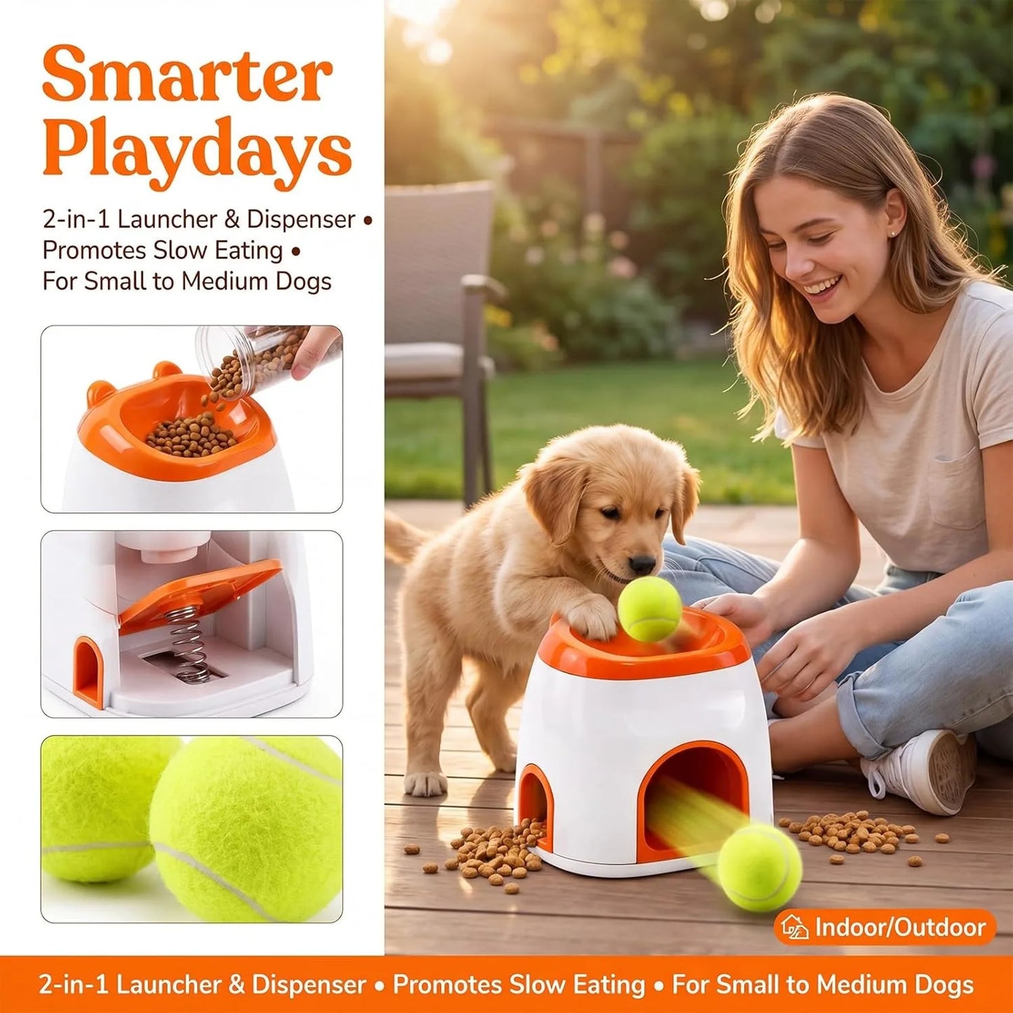 2 In 1 Automatic Dog Ball Launcher And Treat Dispenser