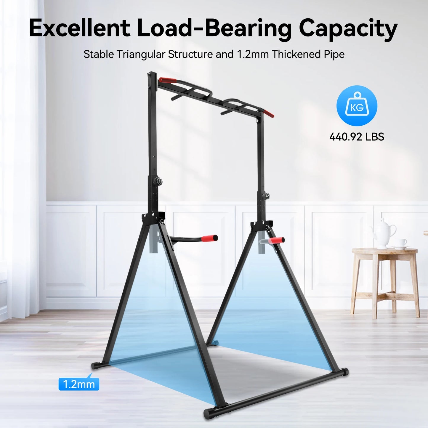 Foldable Adjustable Pull Up Bar For Home Gym, 200kg Capacity