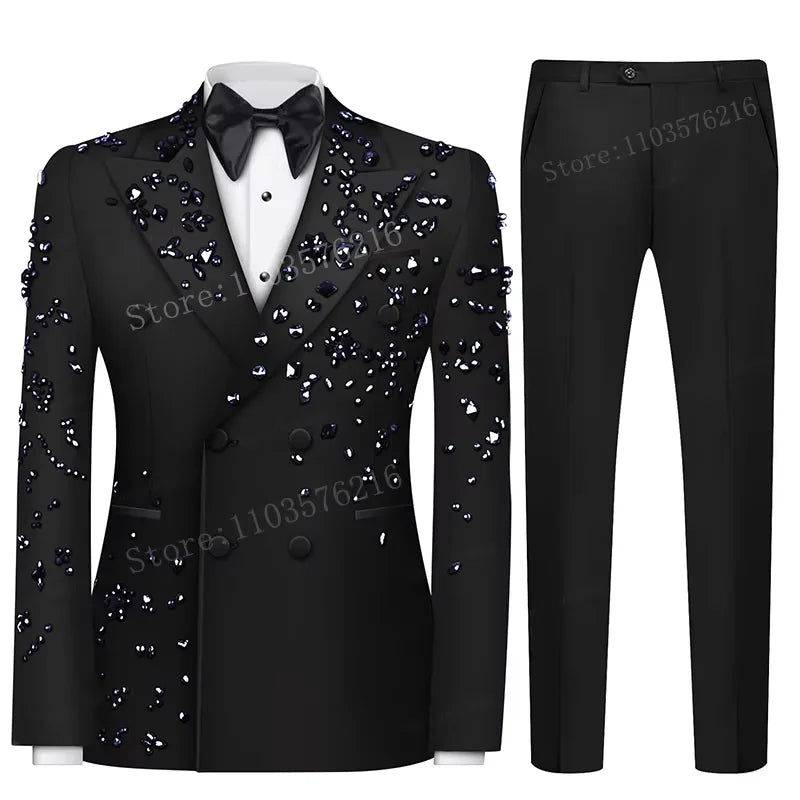 Olibexley Slim Fit Double Breasted 2-Piece Tuxedo For Wedding