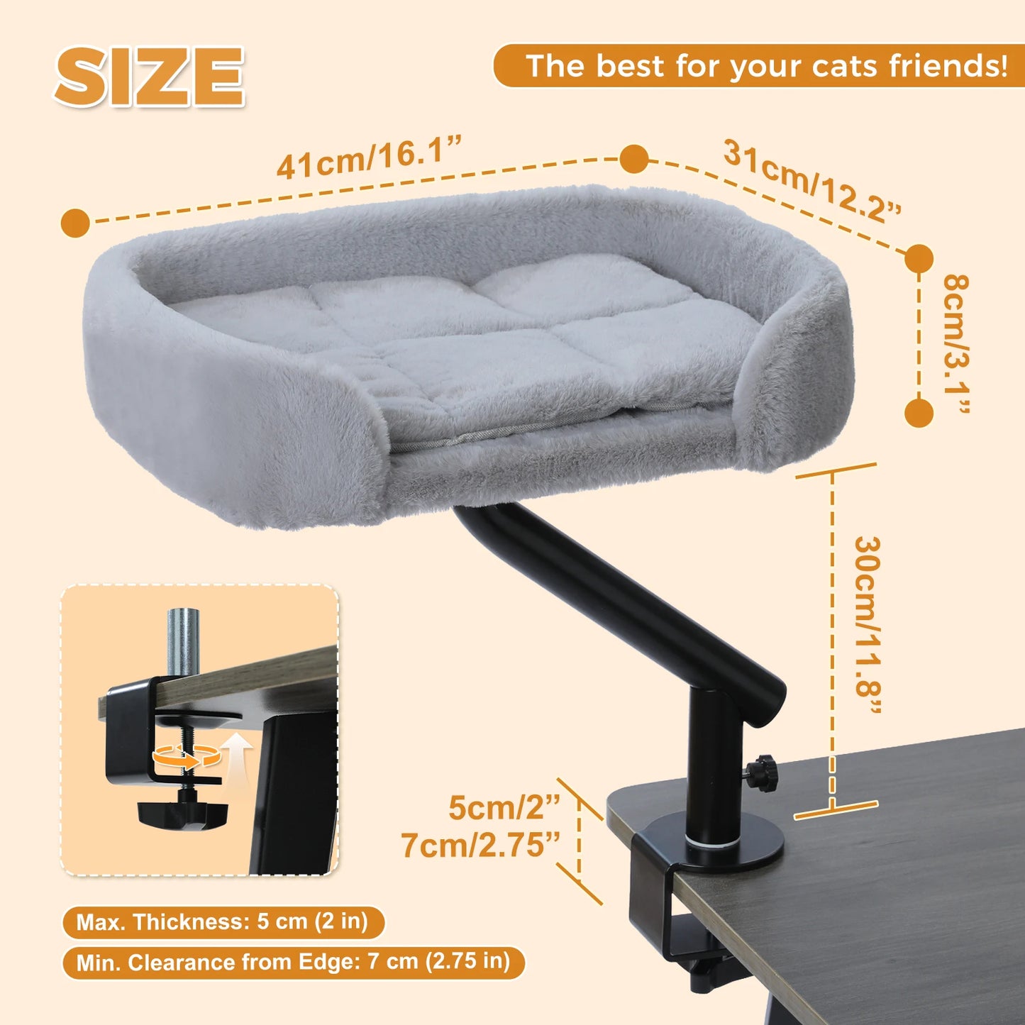 PAWZ Road 360 Degree Rotating Cat Desk Bed Plush Comfort