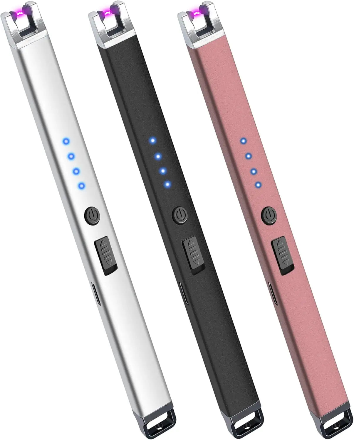 USB Rechargeable Plasma Arc Lighters, 3 Pack, Safety Switch