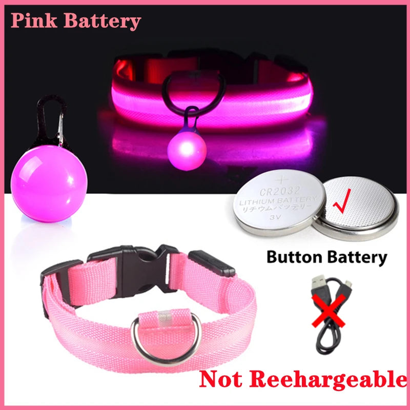 USB Charging Glowing Dog Collar With Pendant LED Light