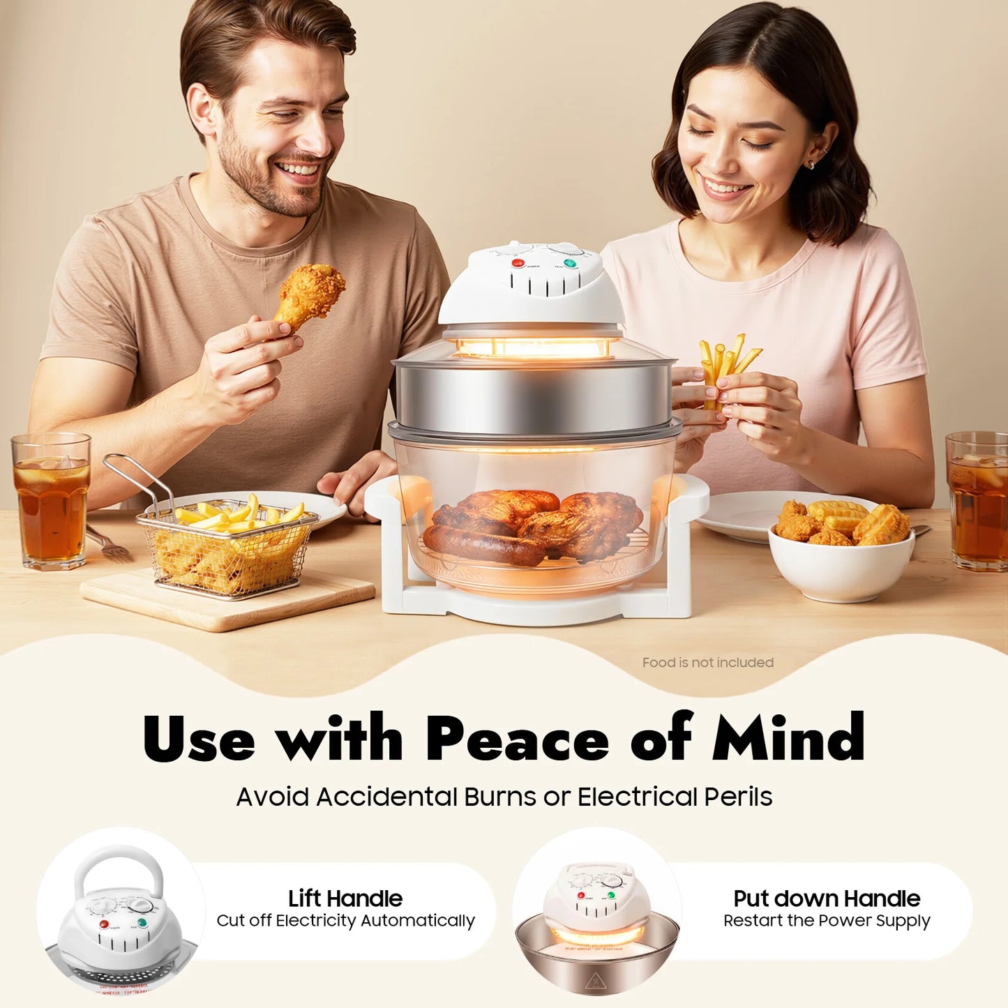 Visual Air Fryer 110V 1200-1400W 360 Degree Hot Air Circulation