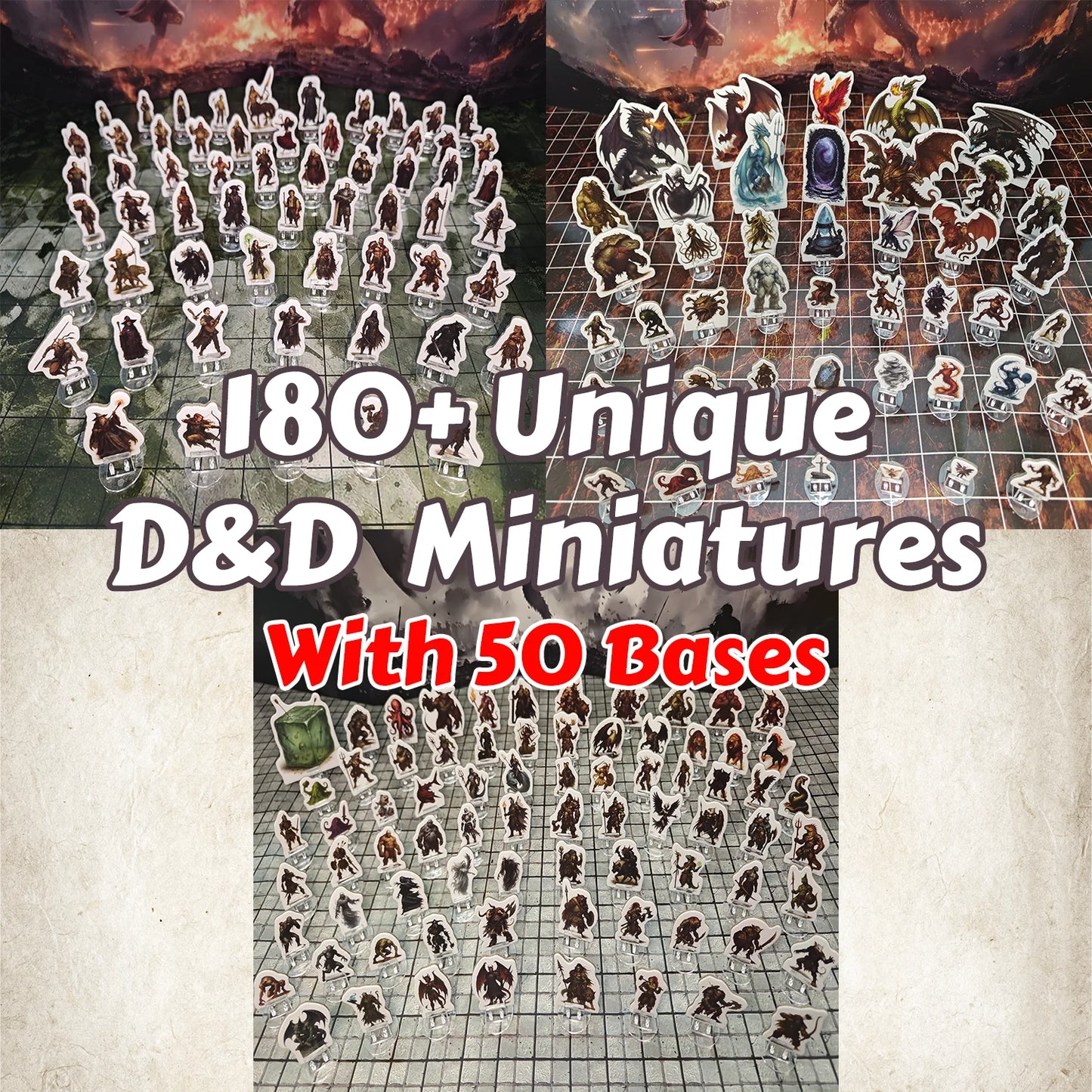 2D Tabletop RPG Miniature Set Cardboard Standee for DnD TTRPG