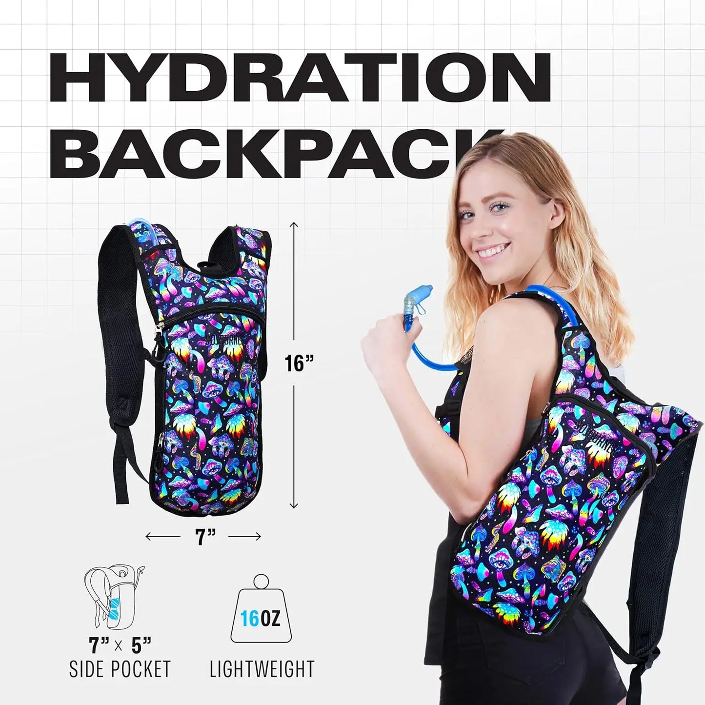 Hydration Backpack With 2L Bladder Leakproof Lightweight Pack