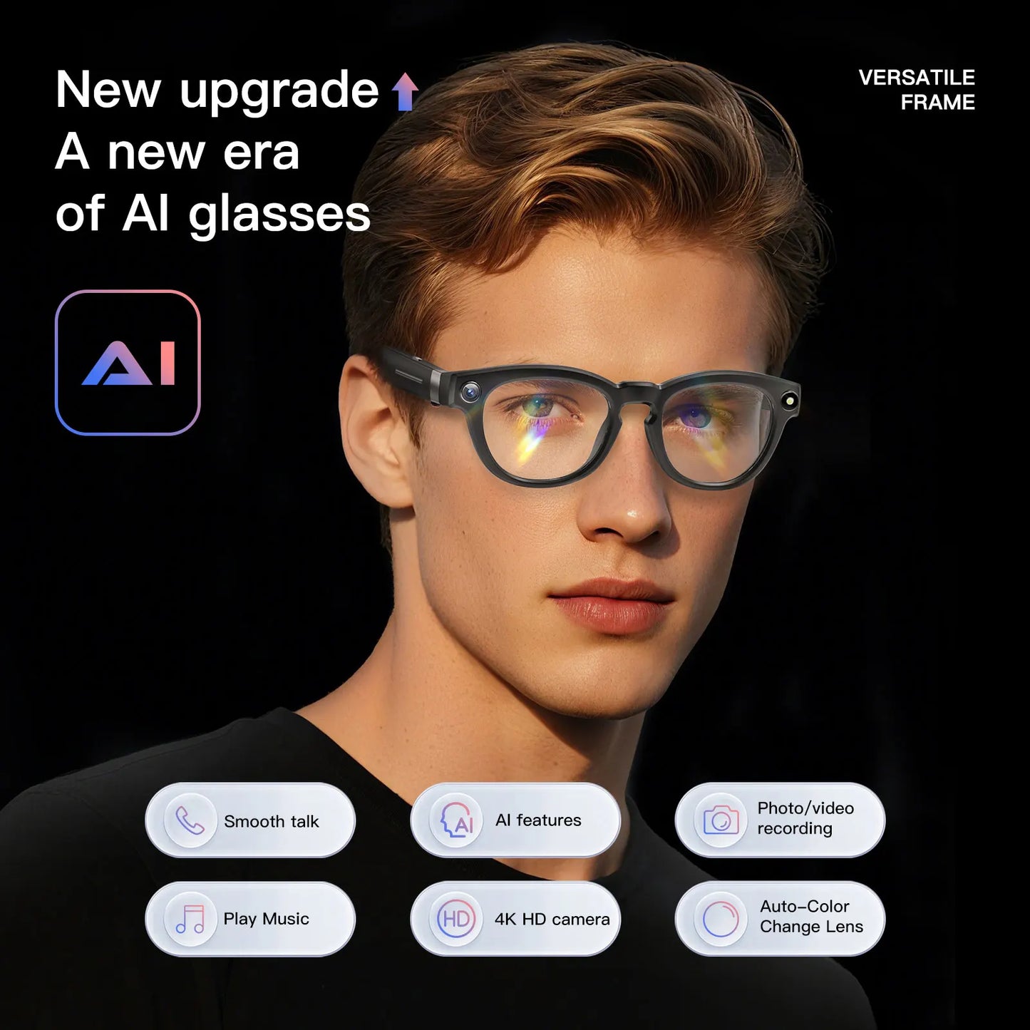 EIGIIS AI Smart Glasses Bluetooth Call And AI Translation Waterproof
