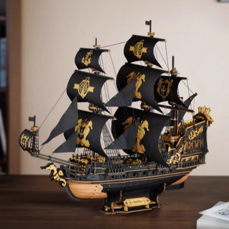 Robotime Rokr Seahouse Wooden 3D Puzzle Ship Model Kit