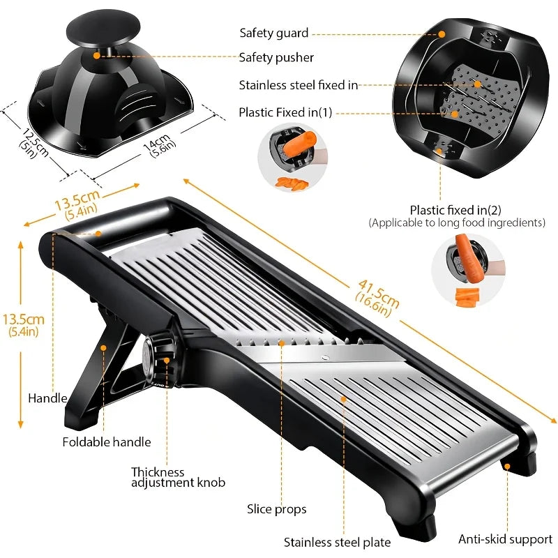 KYJG Stainless Steel Mandoline Slicer Five Blades And Safety Holder