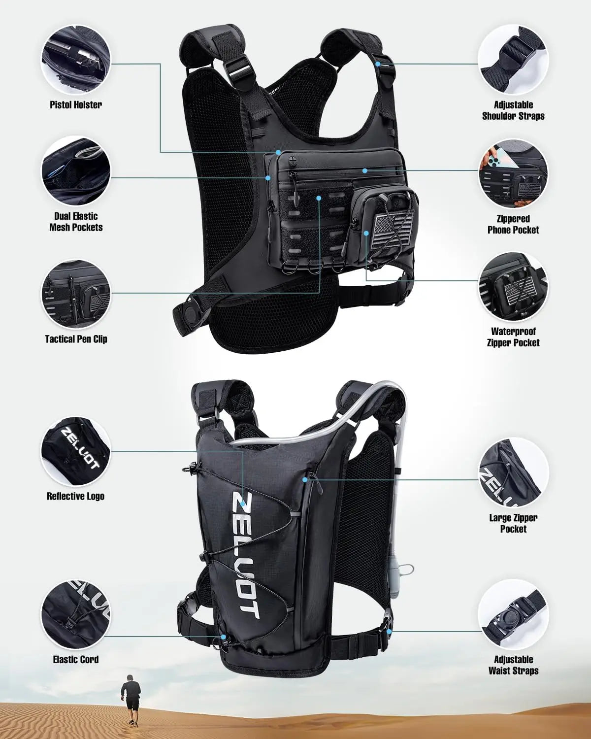 Hydration Running Vest Backpack For Marathon Runners Lightweight Chest Pack