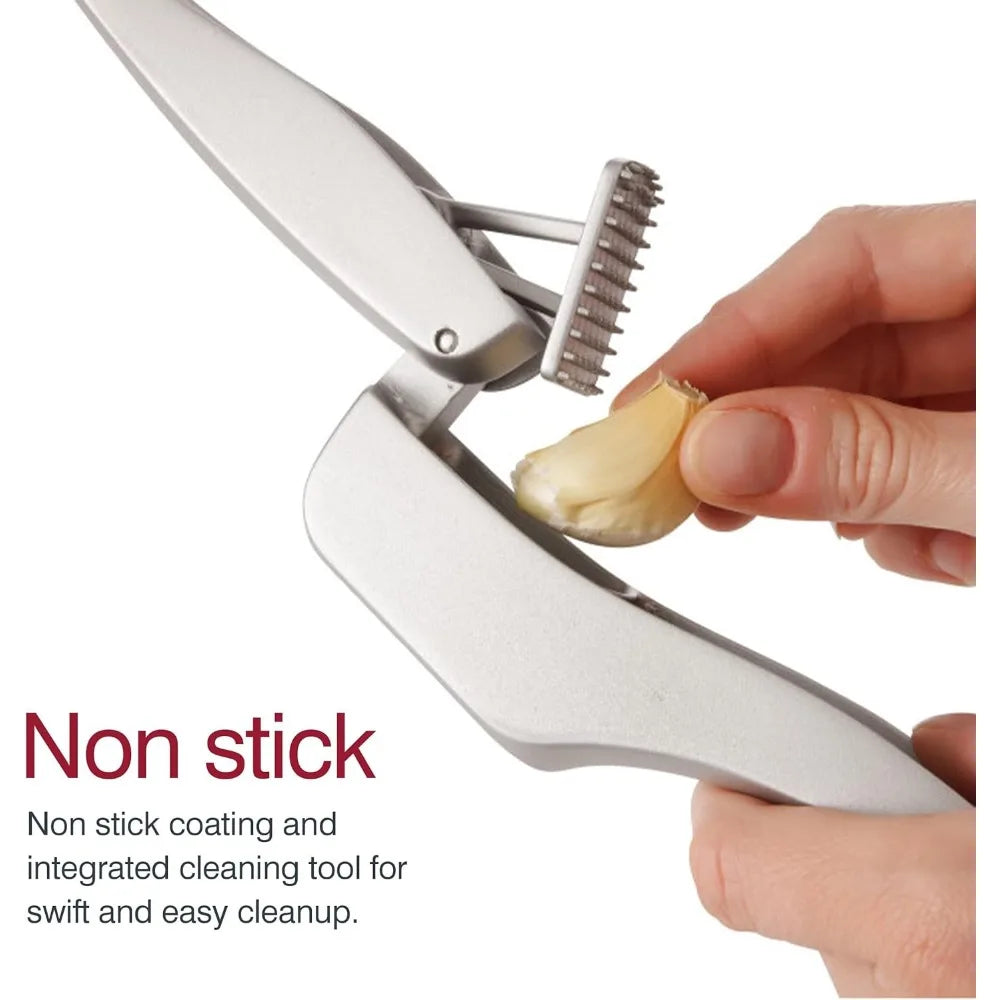 Aluminium Garlic Press With Built In Cleaning Tool And Peeler